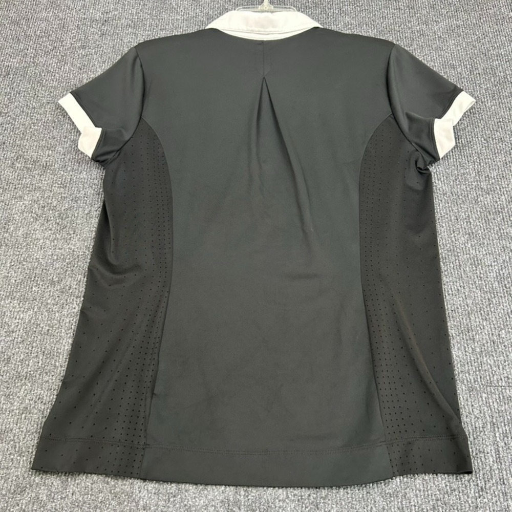 NIKE Golf Dri-Fit Women's Polo Shirt Medium Short Sleeve Black White Preppy - Picture 7 of 10
